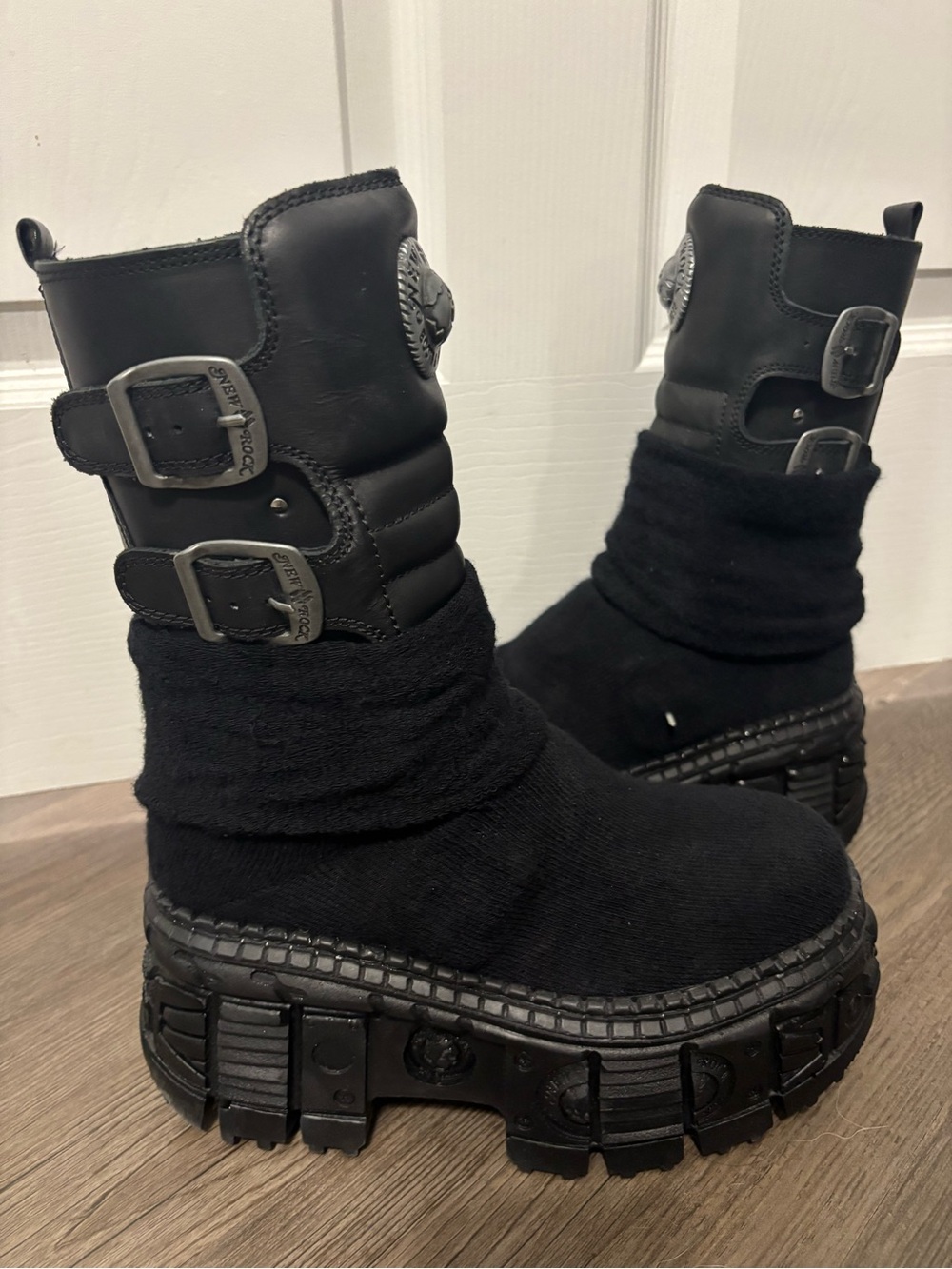 NWOB New Rock M-WALL373SOCK-C1 Stretch Sock Platform Boots